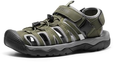 NORTIV 8 sandaler män avslappnade strandsandaler vandringssandaler trekkingsandaler sommar fritidsskor utomhusskor vatten andas sandal, Armégrön, 41.5 EU