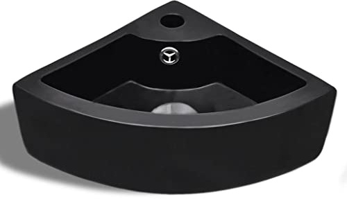 Lavabo con foro di troppopieno/rubinetto per bagno, 45 x 32 cm, ceramica nera 02_0002499
