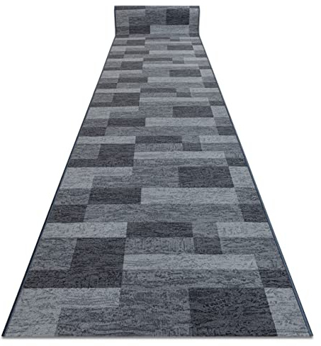 rugsx Antirutsch Teppichläufer Icona - moderner Kurzflor für Küche, Flur & Wohnzimmer, Meterware, Grau 120x250 cm
