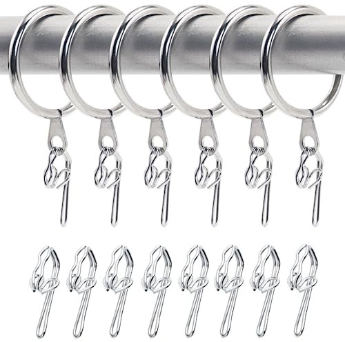 52 Set Metal Curtain Rings Drapery Hanging Rings with Metal Curtain Hooks for Curtains and Rods, 30 mm Internal Diameter