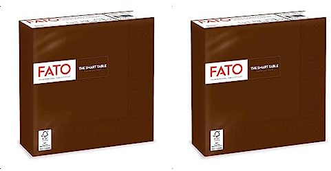 Fato - Lot de 100 Serviettes de Table Papier Jetables, Idéal Pour Les Repas Et Buffets, Taille 33x33, Pliés en 4 et 2 Plis, Couleur Chocolat, 100% Pure Cellulose, Certifié FSC