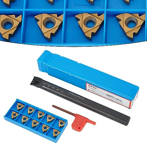 SNR0016Q16 - Set di utensili per tornitura per tornio CNC, 16 mm, 5/8, per filettatura interna, con 10 inserti in carburo 16IR AG60