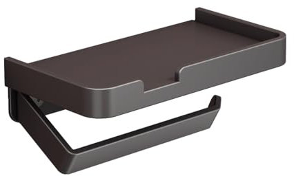 Toilettenpapierhalter ohne Bohren mit Ablage Schwarz Klopapierhalter, Aluminium Klopapier Halterung ohne Bohren Selbstklebend WC Papier Halterung für Küche und Badzimmer