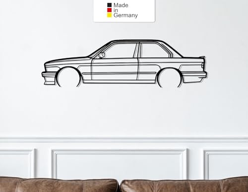 E30 325 Detailed, Metall Wandbild, Wanddeko, Auto Silhouette, Metal Car Wall Art (Größe: 69 cm (27))