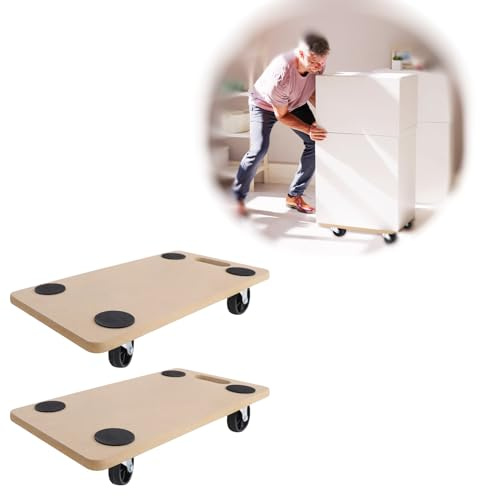 HENGMEI Rollbrett Transportroller 2 Stück, 200 kg Belastbarkeit pro Plattform mit 360° Rolle Kann an die Wand Gehängt Werden für Umzug Möbel Transport