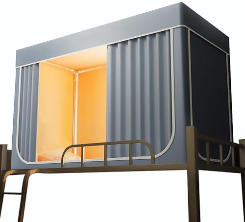 Etagenbett-Zelt, Twin-Himmelbett-Vorhänge, Himmelbett-Rahmen, Pfostenstangen, Twin-Top-Etagenbett-Zelt-Baldachin, Privatsphäre im Innenbereich, Verdunkelung, atmungsaktive Vorhänge