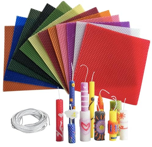 12 Colors Beeswax Sheets for Rolling Candle 8 X 8 Beeswax Sheets for Candle Making Beeswax Candle Making Kit Candle Making Kit Candle Rolling Kit DIY Candle Maker Candle Starter Kit (12Pcs)