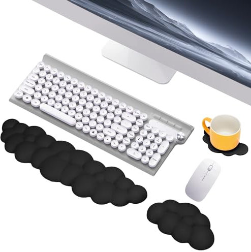 Mardiko Wolk Handballenauflage Tastatur Maus Set, Weiche Gedächtnisschaum Handauflage Tastatur Maus mit Rutschfeste Unterlage, Ergonomisches Handgelenkauflage Tastatur Maus für Büro Heim, Schwarz
