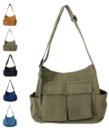 ModaZeal Canvas Messenger Bags for Women Large Canvas Cross Body Bag Satchel Shoulder Bags for Men Travel Tote Handbags with Multiple Pockets