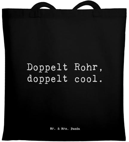 Mr. & Mrs. Panda Tragetasche Spruch Fagott Doppelt Cool - Geschenk, Orchester, Musizieren, Jutebeutel, Musik, Lernen, Instrument, Musiker, Holzblasinstrument, doppeltes Rohrblatt, Schultasche, Tasche
