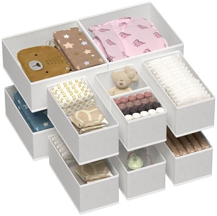 Vtopmart 12 Pack Kleiderschrank Organizer, Faltbare Schrank Organizer Kleiderschrank, Aufbewahrungsbox Stoff für Babykleidung, Unterwäsche, Socken