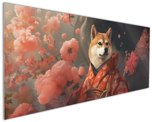Wallario Küchenrückwand aus Glas 125 x 50 cm, Motiv: Samurai Shiba | Spritzschutz abwischbar & pflegeleicht