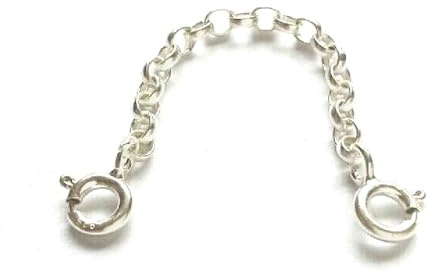 Jewellerymine-uk Sterling Silver Belcher Safety Chain, 1 Inch, 2mm, Extender for Bracelet or Necklace