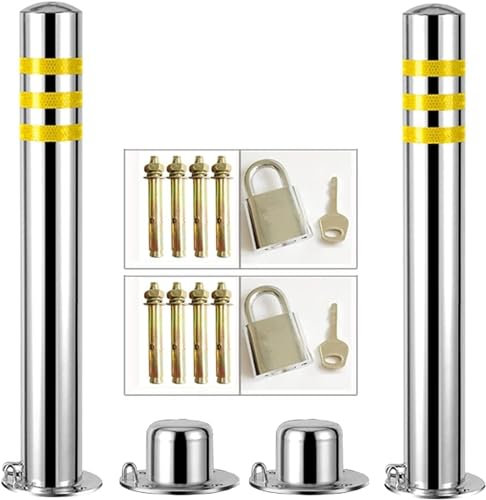 ELzEy Parkplatzsperre Abschließbarer Parkplatzpoller, 2er-Pack, Parkplatzbarriere, Warnpfosten for den gewerblichen oder privaten Gebrauch für Autoparkplätze(600x89mm-2pcs)