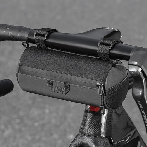 Fahrrad-Fronttasche, 1L Fahrrad-Lenkertasche Fahrrad-Rahmentasche mit reflektierendem Riemen Multifunktionale Fahrrad-Fronttasche Fahrrad-Umhängetasche für Fahrrad, Mountainbike, Rennrad (Schwarz)