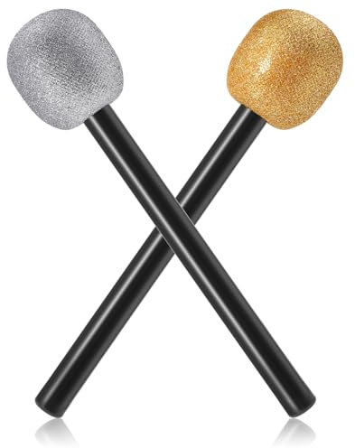 2 Pièces Faux Microphone en Plastique Rockstar - Paillettes Artificiel Karaoké pour Enfants - Accessoires de Costume et Cadeaux de Fête d'Anniversaire pour Scène Disco