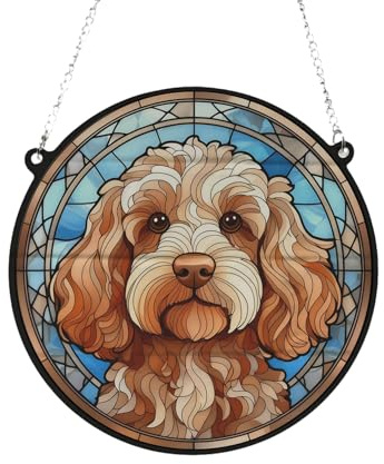 Cockapoo Golden Stained Glass Effect Suncatcher Gift for Dog Lovers - 13cm