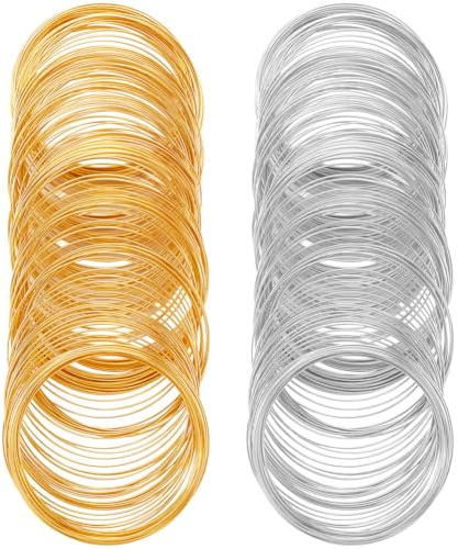 SOFPLATE 400 Loops Memory Wire Armbande Schmuck In Großen Mengen Memory Wire Manschettenarmreif Gold Silber Stahl Perlendrähte Zur Schmuckherstellung Drahtzubehör DIY Basteln Armbänder Ringe Halskette