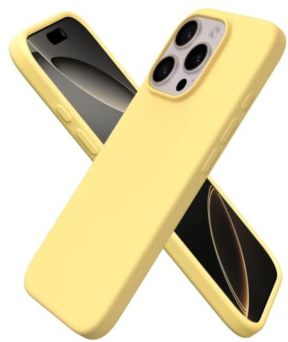 ORNARTO für iPhone 16 Pro Hülle aus Silikon 6,3 Zoll - Leicht Gelb | Premium Flüssigsilikon, dünne Handyhülle, weich und griffig, tolle Haptik, stoß- und kratzfest, große Farbauswahl