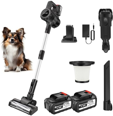 Vacuum Cleaner 15KPA Cordless Vacuum Cleaner with 3000mAh Battery, 65 Minutes Runtime Stick Vacuums Electric Brooms with 2 Speed Setting, Powerful Bruhsless Cordless Hoover for Carpets & Hard Floors