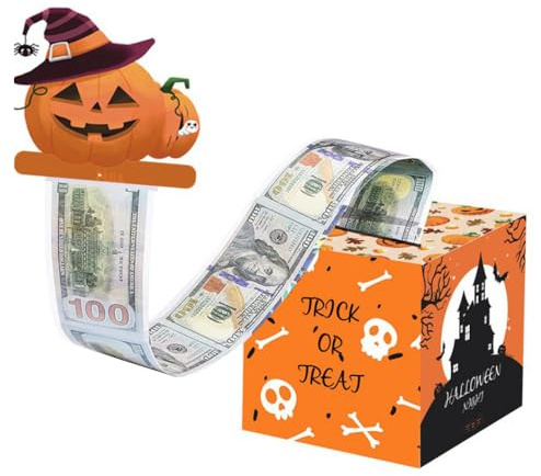 FFWTPY Halloween Geldgeschenke Überraschungsbox Kürbis Spardose für Bargeld Halloween Geld Orange Geschenkboxen für Bargeld Herausziehen Geschenkboxen für Kinder und Erwachsene