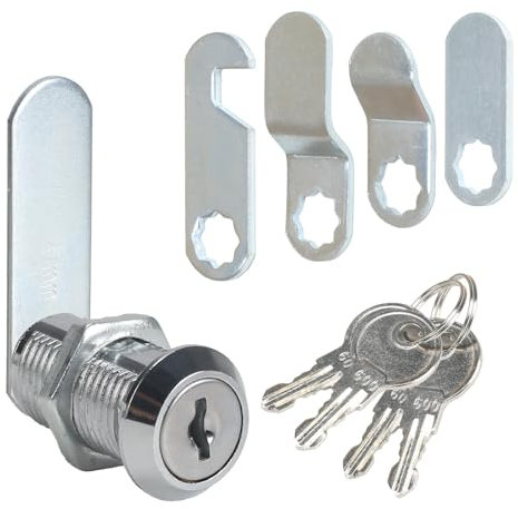 Luabue Serratura Postale 25 mm con 4 Chiavi e 5 Linguette di Dhiusura - Serratura a Leva per Mobili e Armadio