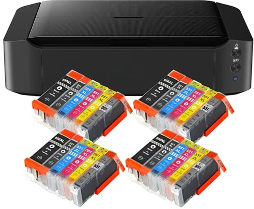 IC-Office IP8750 Farbtintenstrahl Drucker (Drucken, CD-Druck, A3, WLAN, AirPrint) schwarz + 24 XL Tintenpatronen