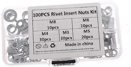 iplusmile 100st Niet Mit Flachem Kopf Furngully Handnietmutternsetzer-kit Einsetzen Halbhohler Bausatz Genietete Einpressmutter Nüsse Furnino Gewindenietmutter Silver Aluminium