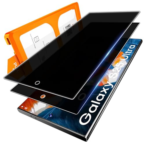 L?K [2-pack] för Samsung Galaxy S25 Ultra Privacy skärmskydd härdat glas + damminstallationsram [Mil-grad droppskydd], anti-splittrande, anti-repor, enkel installation – 6,9 tum