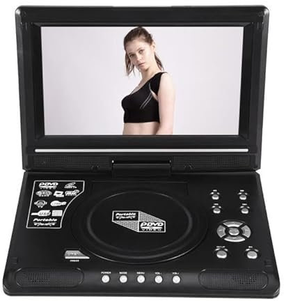 Lettore DVD portatile da 9,8 con Scheda SD/Porta USB,Lettore Di File Multimedia,Display LCD a schermo piatto da 270 Gradi Lettore TV Batteria Ricaricabile Integrata (nero)