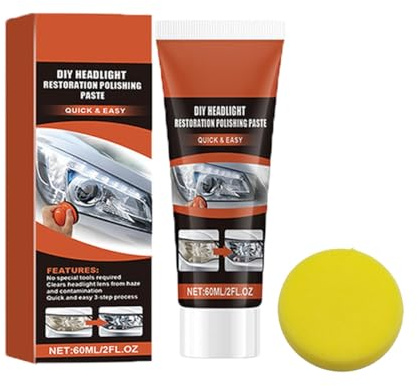 Restaurador de faros de coche de 60 ml, kit de restauración de faros, kit de restauración de faros, limpiador de faros, kit de limpieza y restauración de faros (1 Set)