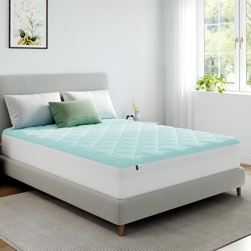 Novilla Cooling Mattress Topper Queen Size,Mattress Pad with Deep Pocket for 8-21 Mattress,Soft Mattress Cover for Back Pain Relief,3D+7D Down Alternative Bed Topper for Hot Sleepers