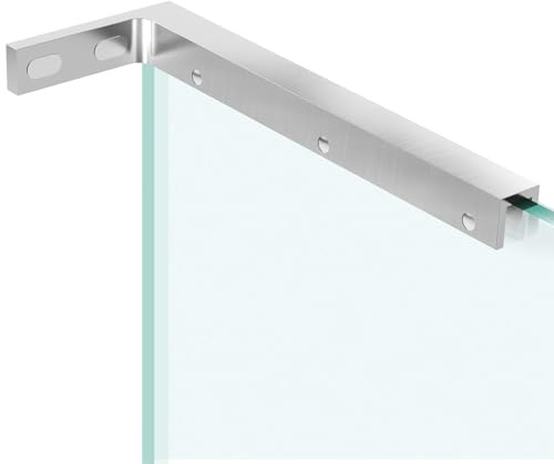 LukLoy Support en verre fixe, barre de support de douche murale sur verre, support de montage stabilisateur en forme de L pour panneaux de douche de 8 à 12 mm (brosse, verre à droite)