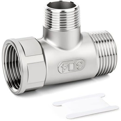 ERGAOBOY Reducerare T styck rörkopplingar, 1/2 tum BSP yttre gänga x 3/8 tum BSP yttre gänga x 1/2 tum BSP inre gänga 304 rostfritt stål T formad 3-vägs adapter för bränsle/luft/vätska/gas