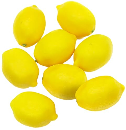Wekuw Zitronen Deko 8 Stück Lebensechtes Plastikobst Kunstobst Frucht Gefälschte Zitronendeko Obstspielzeug Aesthetic, für Schalen Dekor Tisch Centerpieces Sommer Zitronen Dekorationen Party