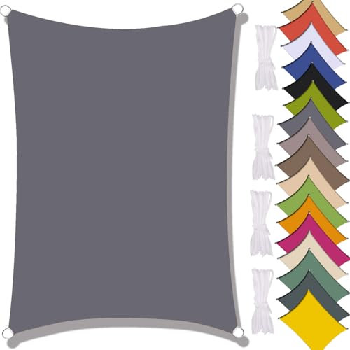 MAJINGC Vela Parasole Impermeabile Dell'ombrellone 4X6M Vela Ombreggiante, Resistente ai Raggi UV 95%, Vela Ombreggiante per Piscina, Giardino, Terrazza, Parco, Piscina，Campeggio Grigio