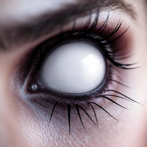 Lentilles de contact blanches et certifiées - Lentilles journalières effrayantes pour Halloween et Mardi Gras - Sans correction - Vampire et Dracula (blanches)