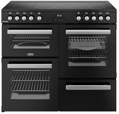 Belling Cookcentre 100E 100cm wide Electric Range Cooker with Ceramic Hob - Black - A/A Rated