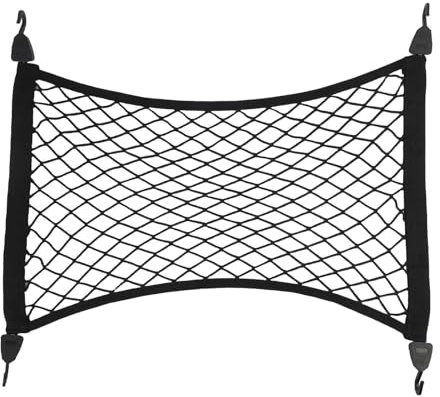 Rete Bagagliaio Auto, 65 x 55 cm, estensibile fino a 110 x 80 cm, con 4 ganci solidi, baule per cani, bagagli, campeggio auto, accessorio di sicurezza, rete per auto