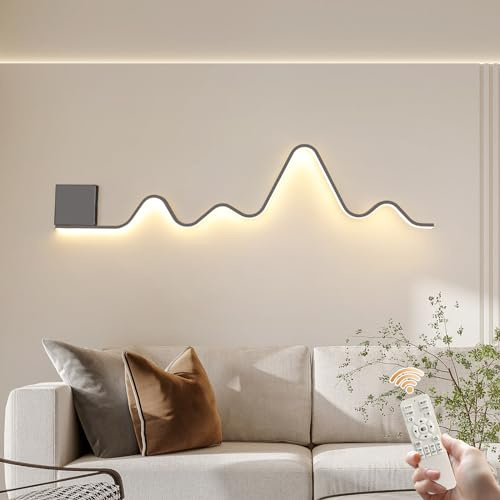 GEADI Modern Wandleuchte Innen 110cm, 30W LED Wand Lampe Dimmbar mit Fernbedienung, Linear Wandleuchten für Schlafzimmer, Wohnzimmer, Flur