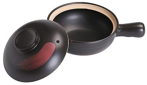 VICASKY Marmite en Argile Petite Taille Noire Rouge Brossé Cocotte en Terre Cuite Antiadhésive pour Cuisson au Gaz Ustensile Cuisine Familial un Usage Quotidien