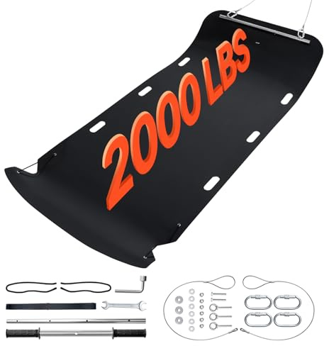 VEVOR Yard Drag Sled, 110 x 46 in, 2000lbs Heavy Duty Utility Sled, HDPE Drag Glider with Ropes & Pull Cable, Dual Use Game Hauler for Firewood Ice Fishing, Compatible with ATVs UTVs Tractors