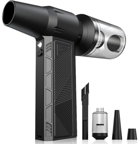 RapAir Compressed Air Duster -150000RPM Super Power 3-Gear Cordless Electric Air Duster with LED Light, Fast Charging Rechargeable Air Blower for Computer, Keyboard, Car, Outdoor and Home