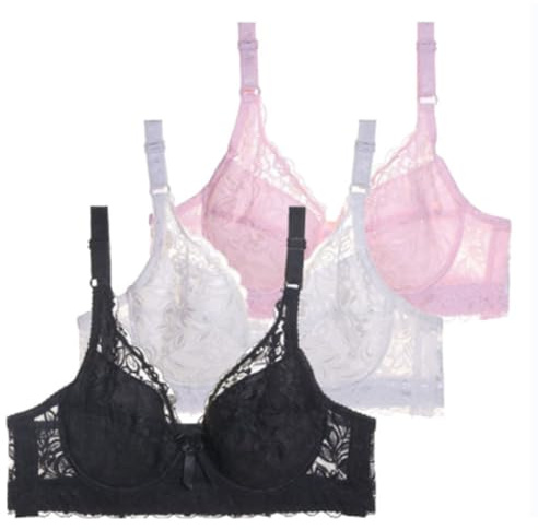 ZTFYKLIN Lot de 3 Soutien Gorge Femme Dentelle Brassière avec Armature Sexy pour Femme Soutien-Gorge Push Up Lingerie Couleurs Pures Bralette Française Classique Brassières Confortable Respirant
