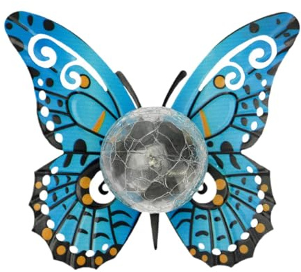 FewNvWa Lámpara Solar de Hierro con Forma de Mariposa para Jardín, Ideal para de Paisajismo en El Patio Trasero.