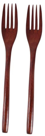 Yardenfun 2pièces Fourchettes à Salade Bois Avec Long Manche Ergonomique Pour Cuisson Et Service Couvert Réutilisable Multifonction Pour Salade Pâtes Et Fruits Design Élégant Naturel