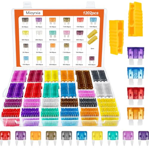 1200PCS Car Fuses Assortment Kit, 520PCS Standard Fuse Kit + 680PCS Mini Fuses + 2 Pullers for Auto/RV/Truck/Motorcycle (2A 3A 5A 7.5A 10A 15A 20A 25A 30A 35A 40A)