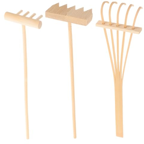 ROMISBABA Mini Rastrelli da Tavolo per Sabbia 3 Pezzi in bambù Naturale per Giardino Zen Meditazione e Decorazione Hotel
