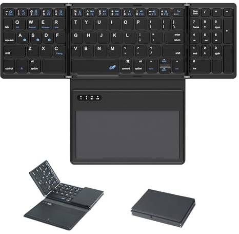 Tastiera Pieghevole Wireless Ultrasottile,Con Touchpad Sensibile,Elevata Compatibilità,Pulsante A Forbice,Bluetooth,Sincronizzazione Fino A 3 Dispositivi,Ricezione A 10M,Per Telefono/Mac/Tablet