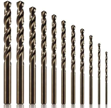 Runihorn Metallbohrer Set HSS-Co M35 11-tlg., 1-6 mm, 135°, Edelstahl | 5 % Kobalt, vollgeschliffen, 0,5-mm-Schritte, zylindrischer Schaft; für Stahl, Gusseisen, Legierungen und Hartkunststoff